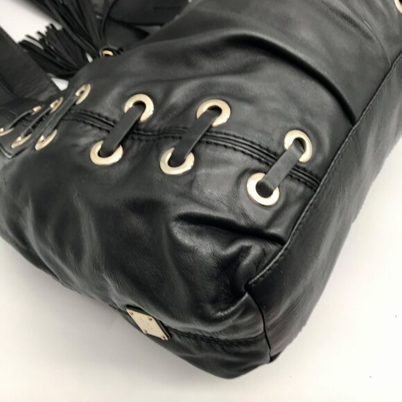 Michael Kors Black Leather Astor Grommet Shoulder Bag - Picture 9 of 10